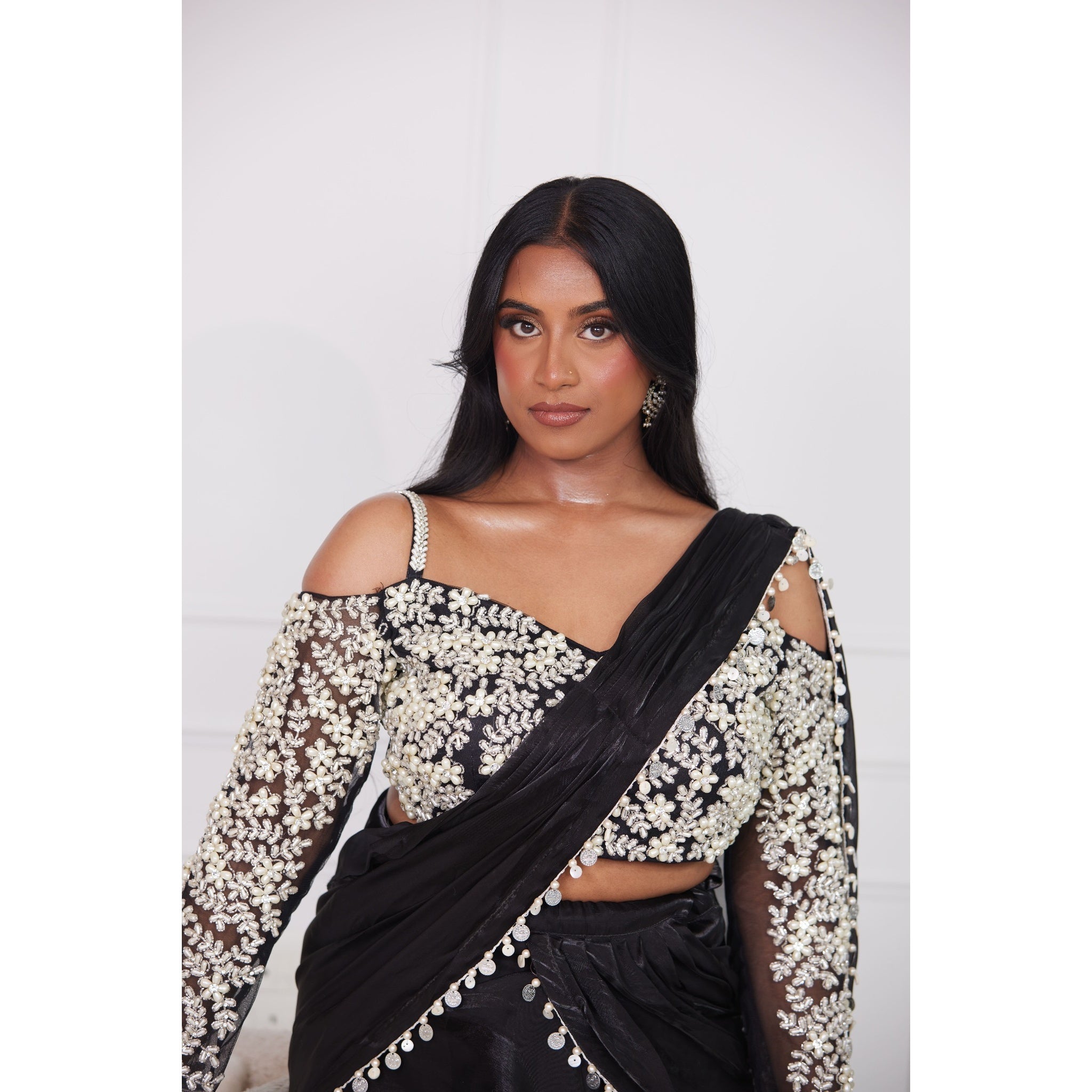 Black Pearl Embellished Lehenga Saree
