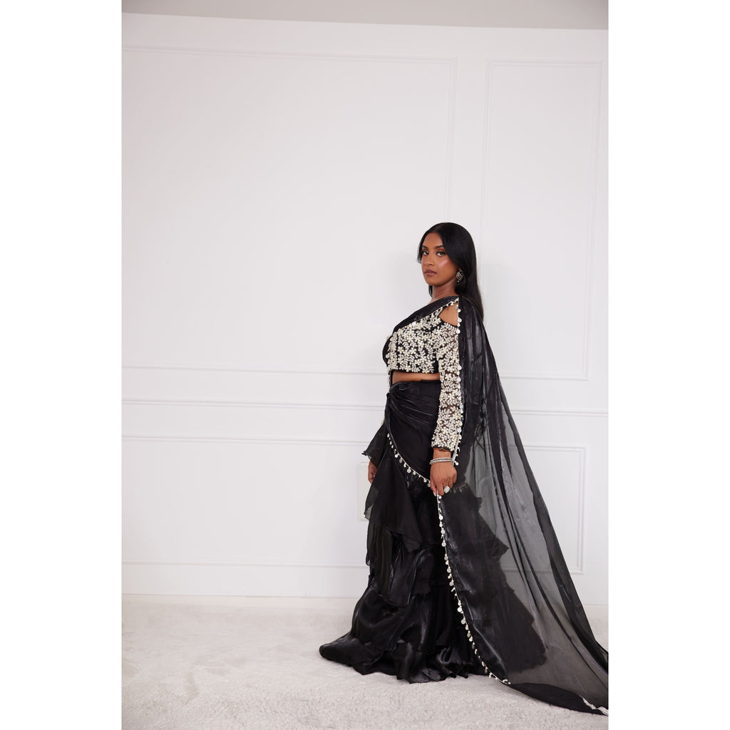 Black Pearl Embellished Lehenga Saree