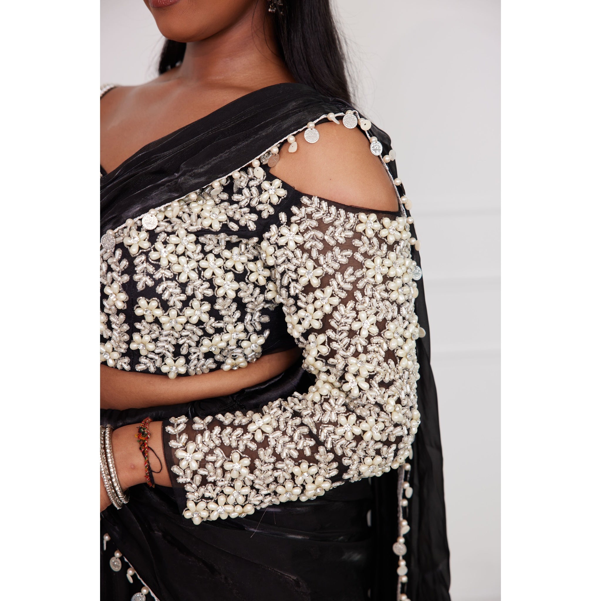 Black Pearl Embellished Lehenga Saree