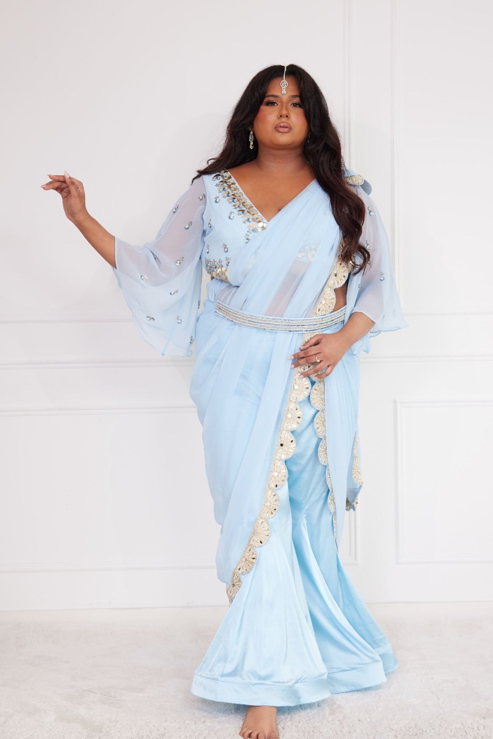 Élysée Ice Blue Sharara Saree