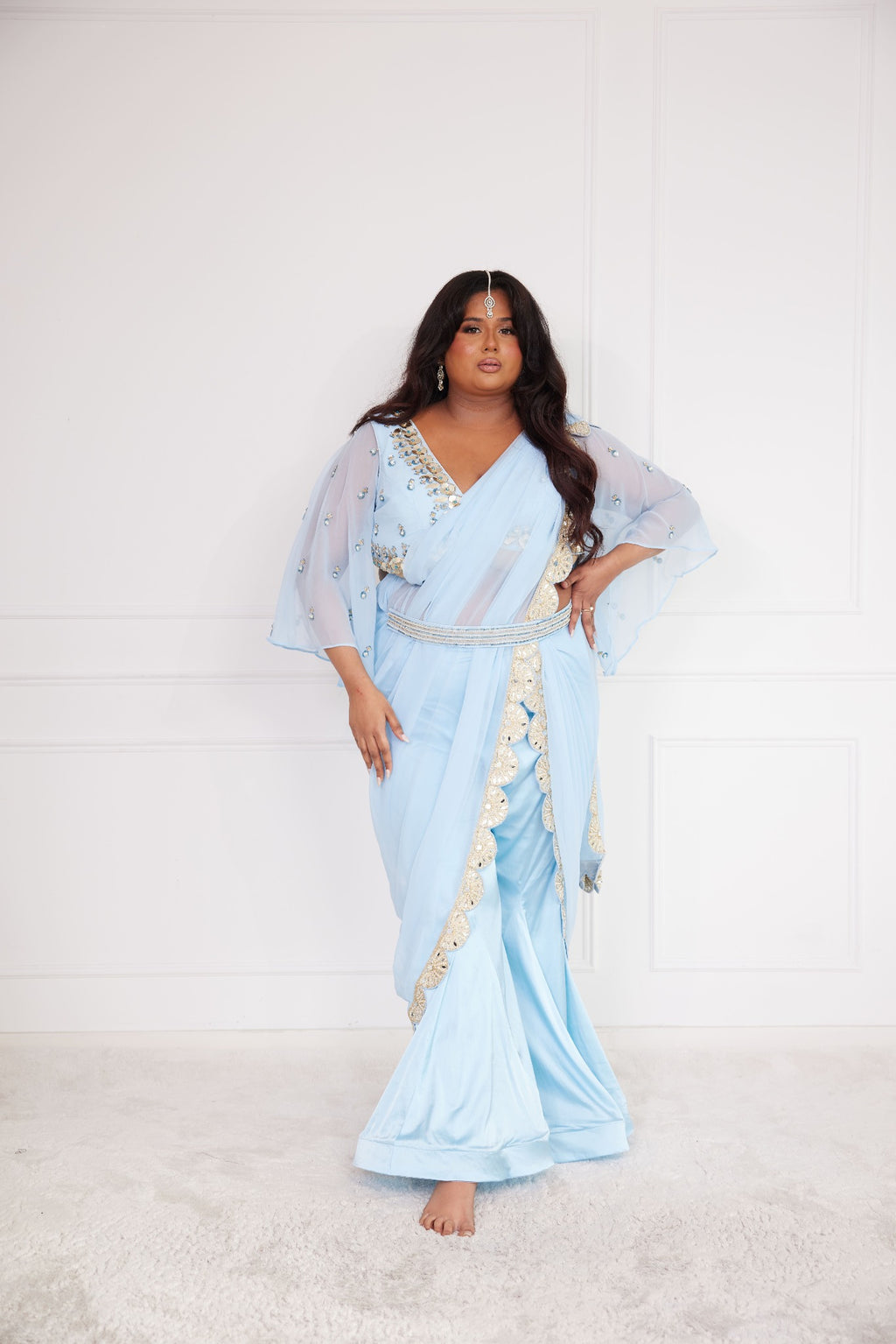 Élysée Ice Blue Sharara Saree