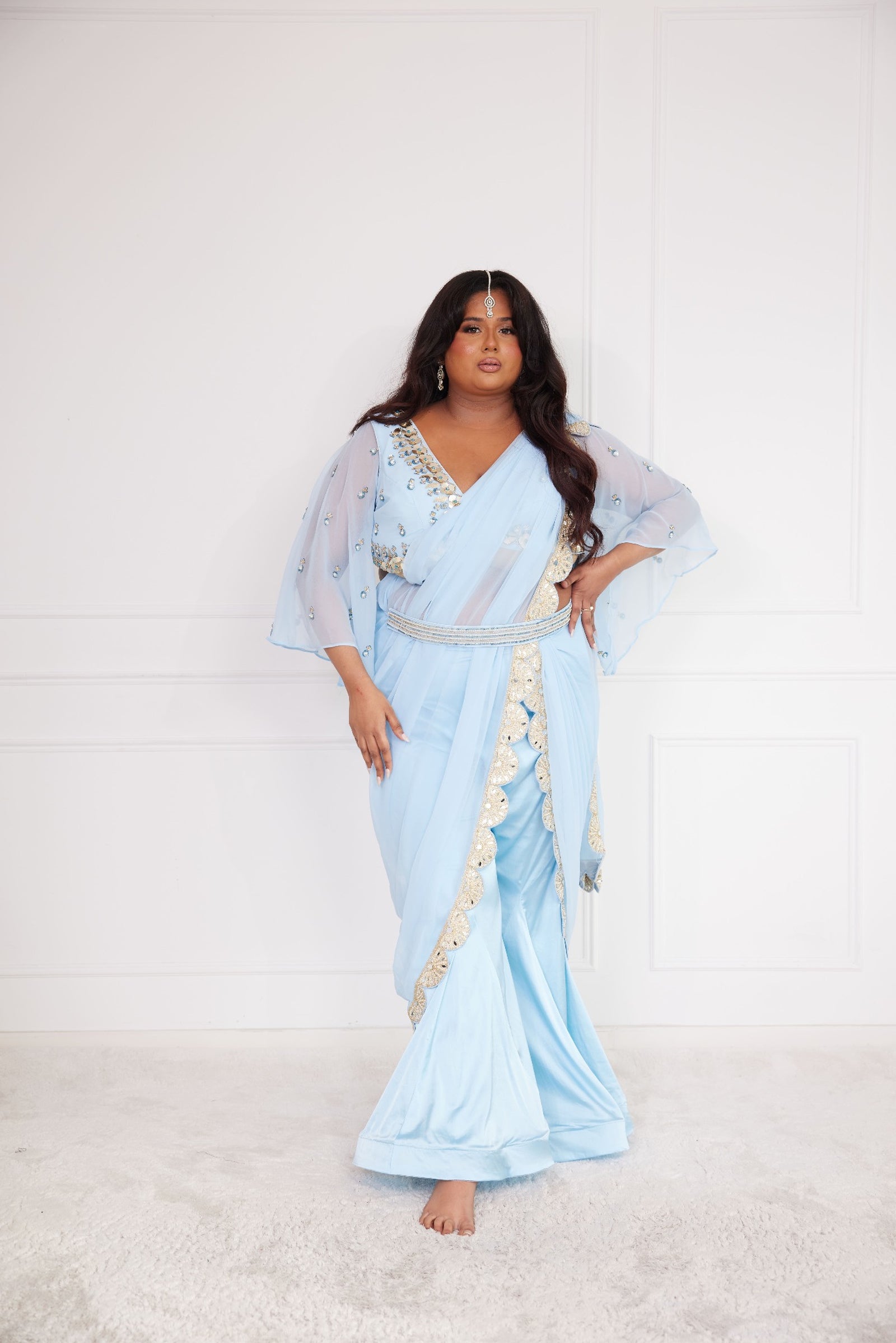 Élysée Ice Blue Sharara Saree