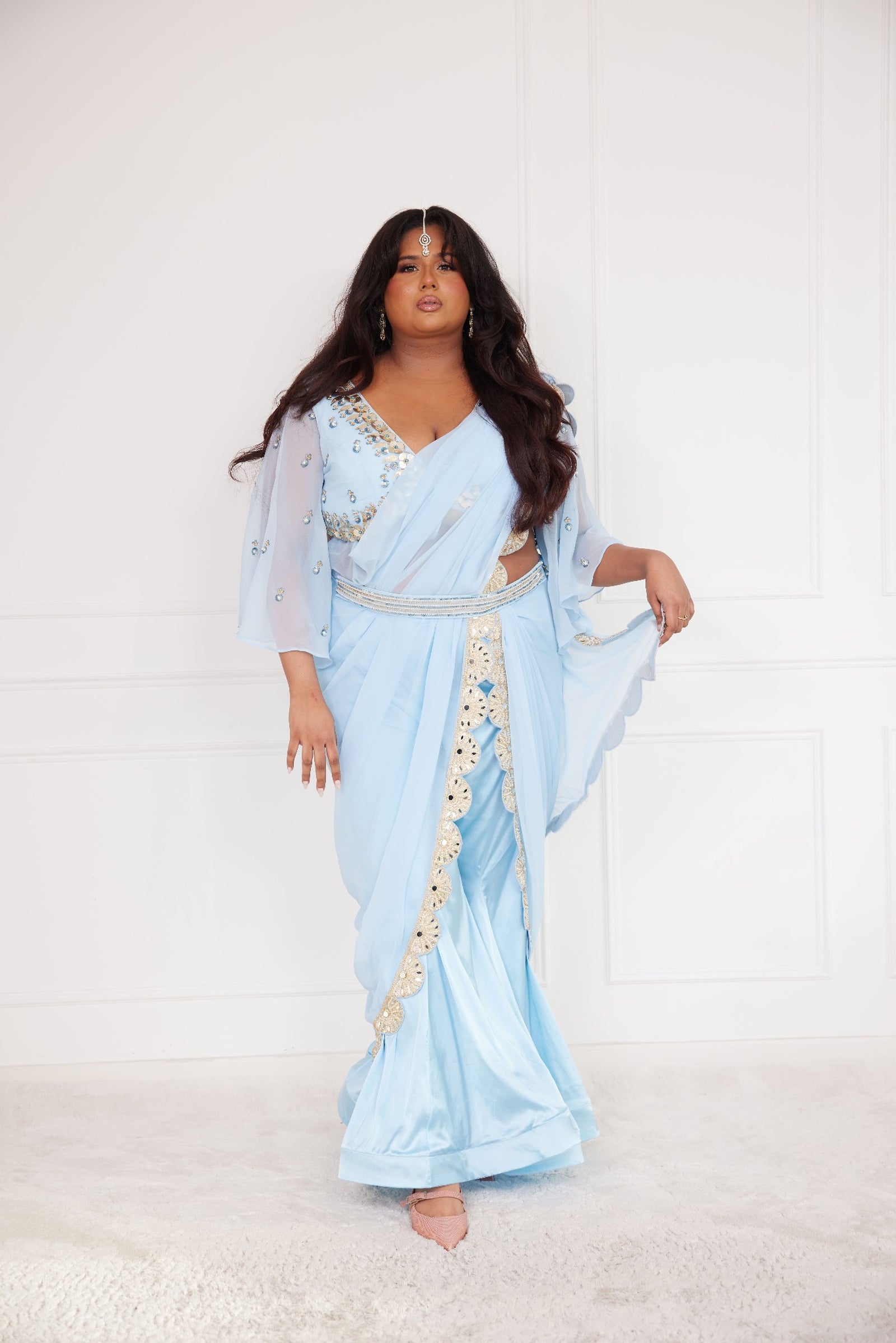 Élysée Ice Blue Sharara Saree
