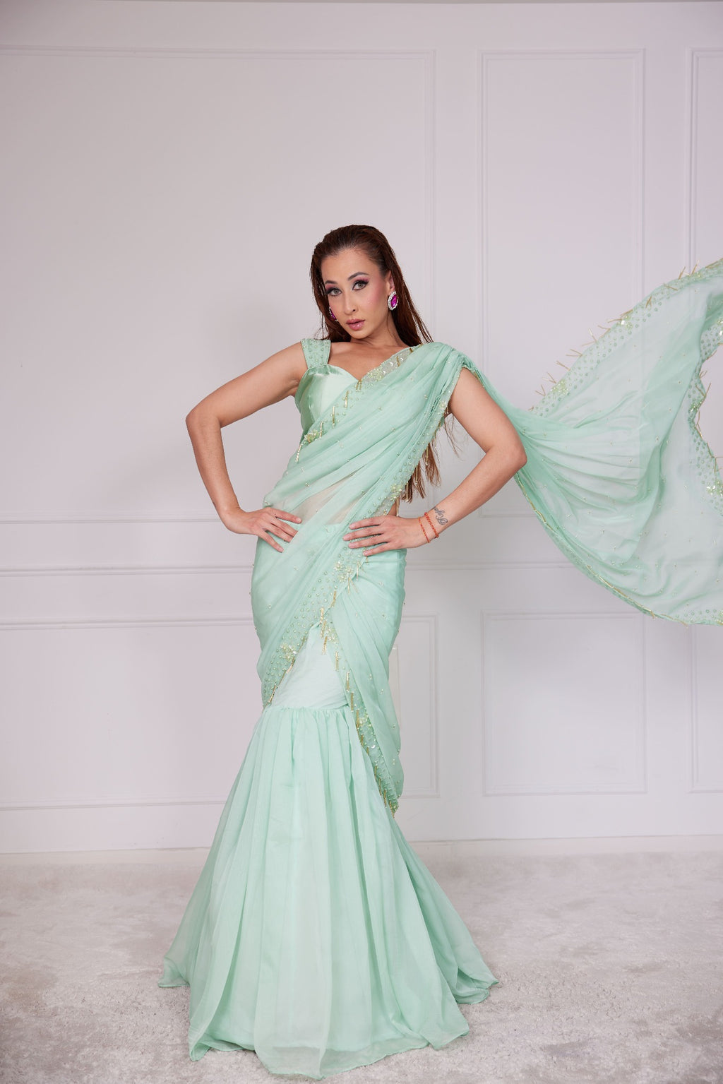 Elyan Couture Fish cut Lehenga Saree