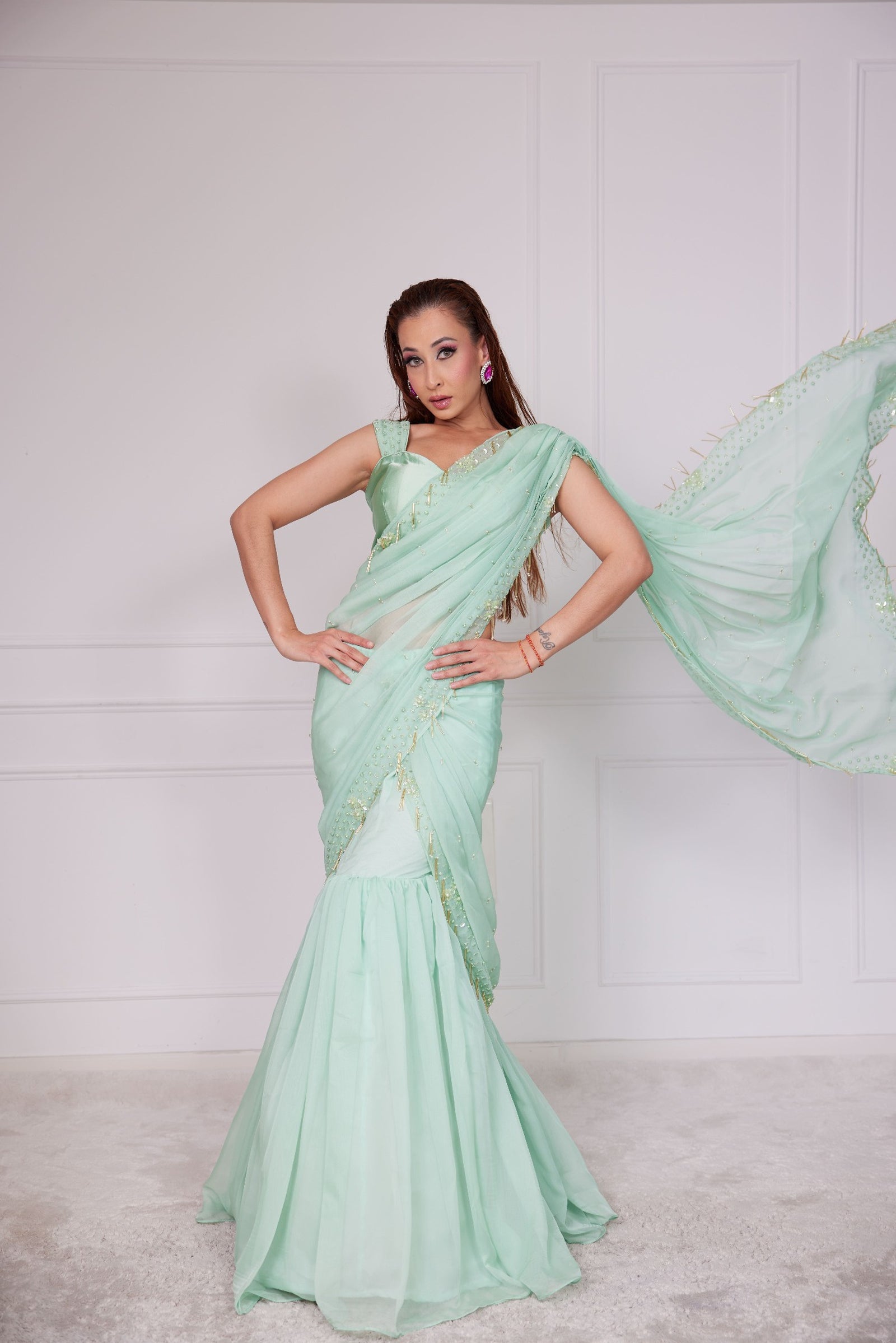 Elyan Couture Fish cut Lehenga Saree