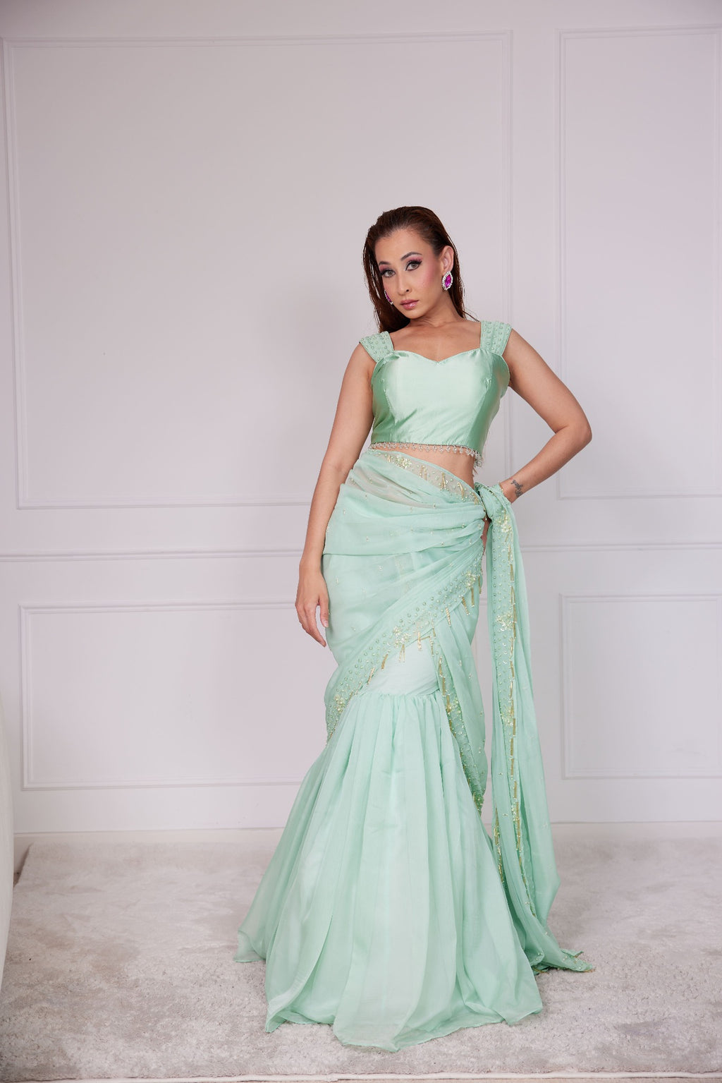 Elyan Couture Fish cut Lehenga Saree