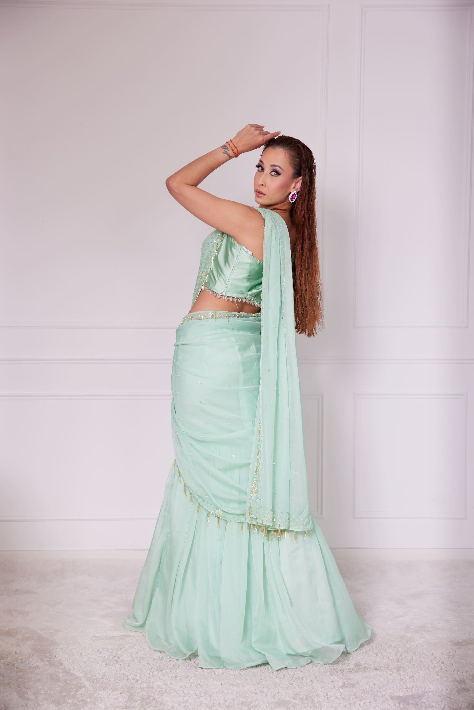Elyan Couture Fish cut Lehenga Saree