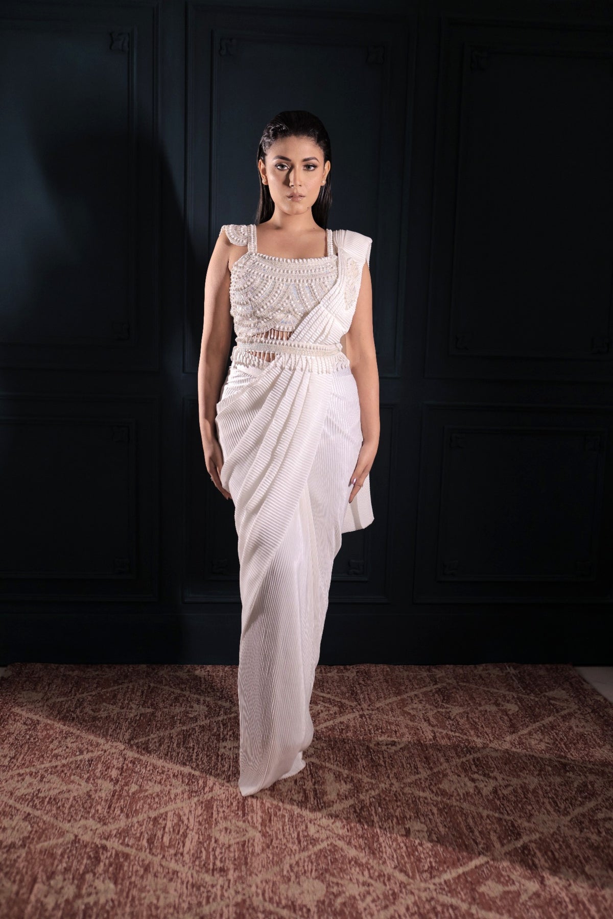 Aurelia Pearl Drape Saree
