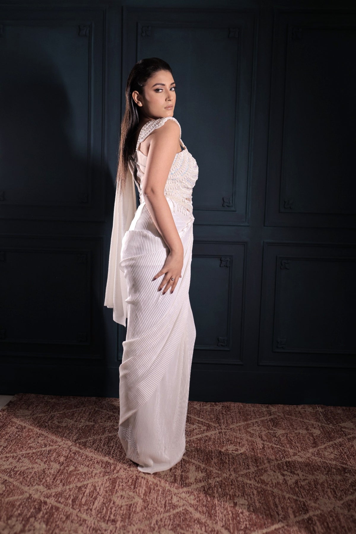 Aurelia Pearl Drape Saree