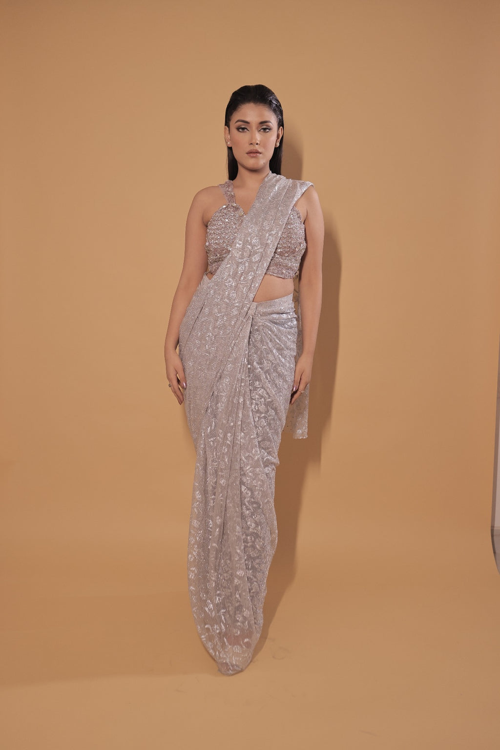 Elara Crystal Drape Saree