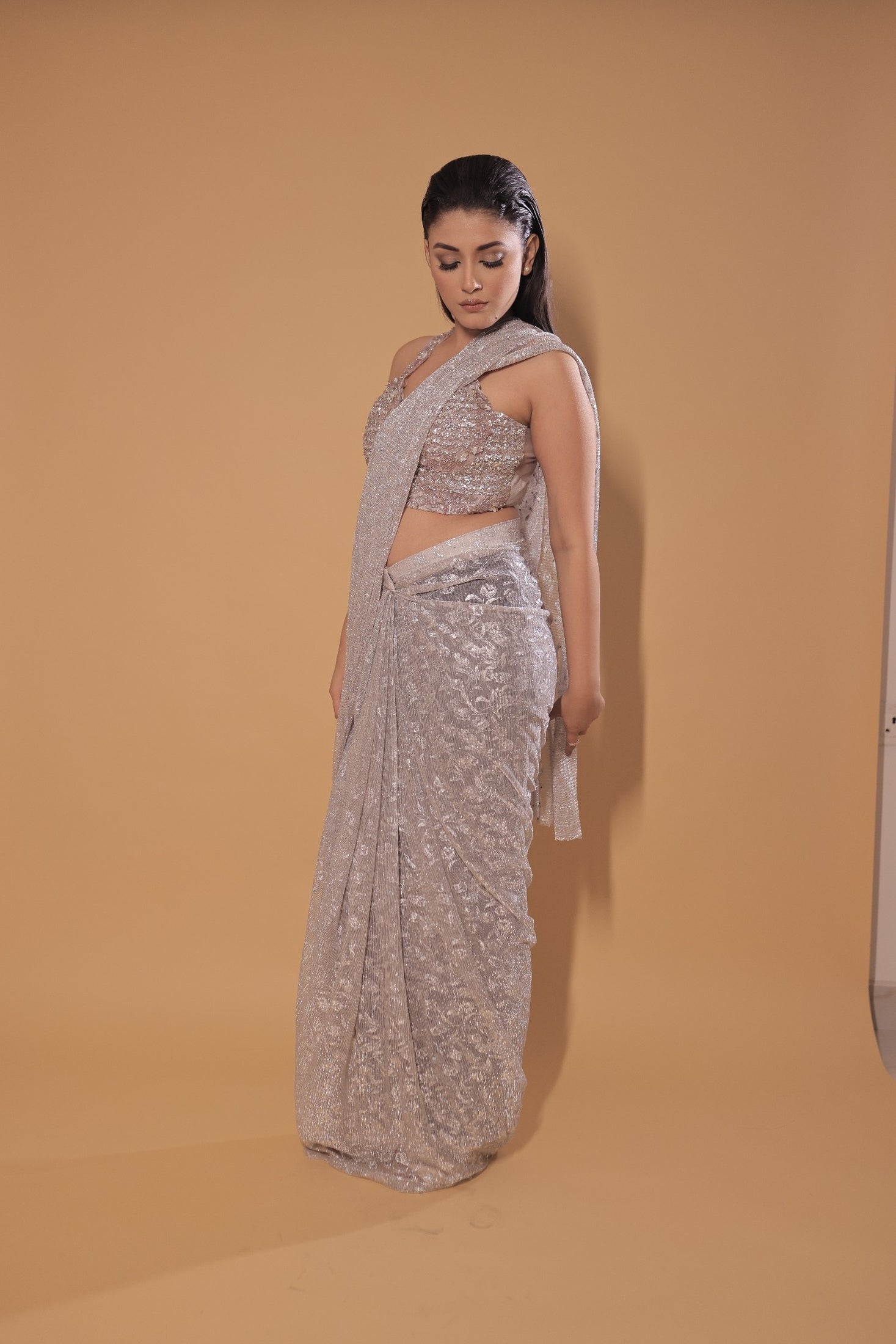 Elara Crystal Drape Saree