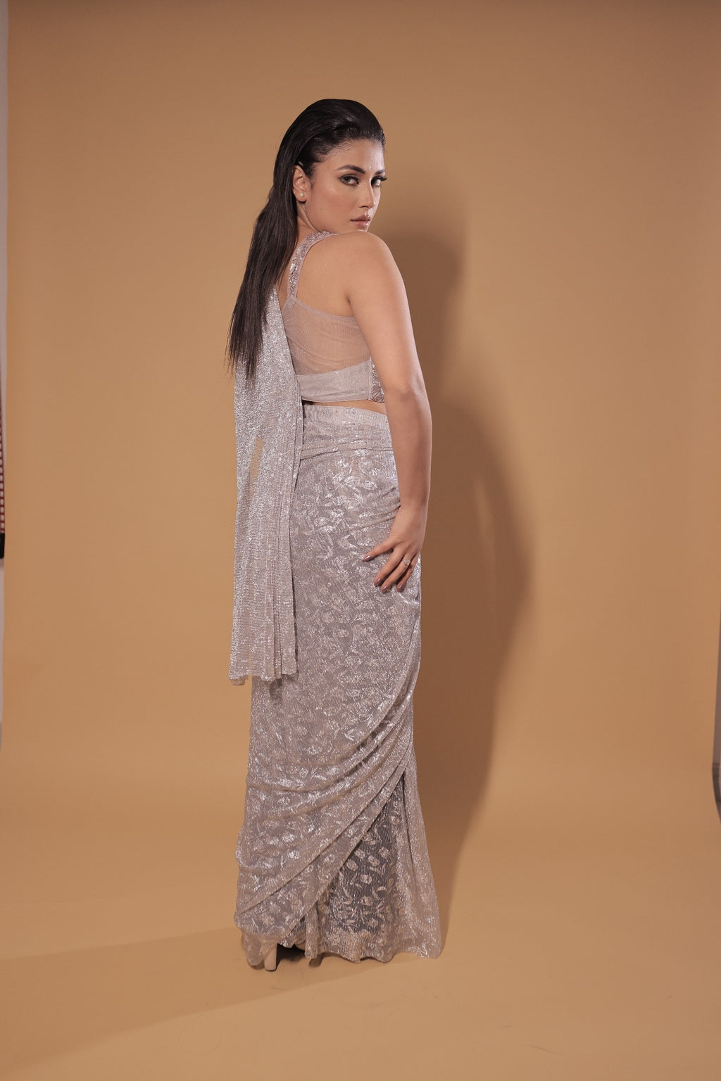 Elara Crystal Drape Saree