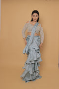 Celestia Ice Blue Lehenga Saree