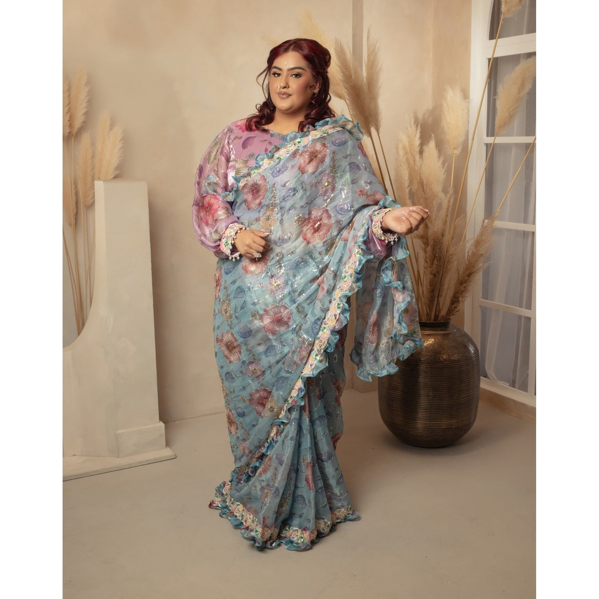Anisa – Pastel Bloom Saree