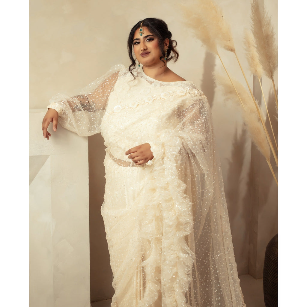 Aisha – Pearl Cascade Saree