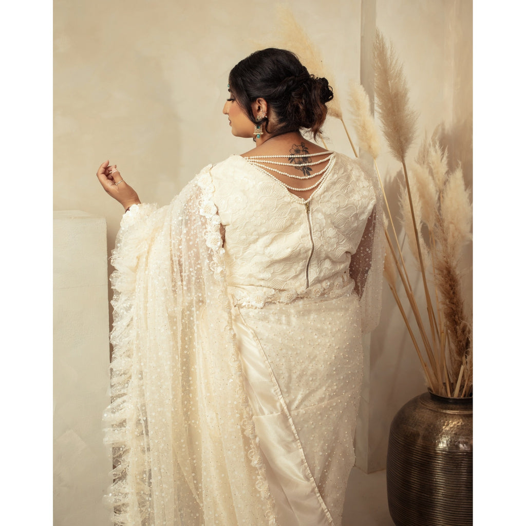 Aisha – Pearl Cascade Saree