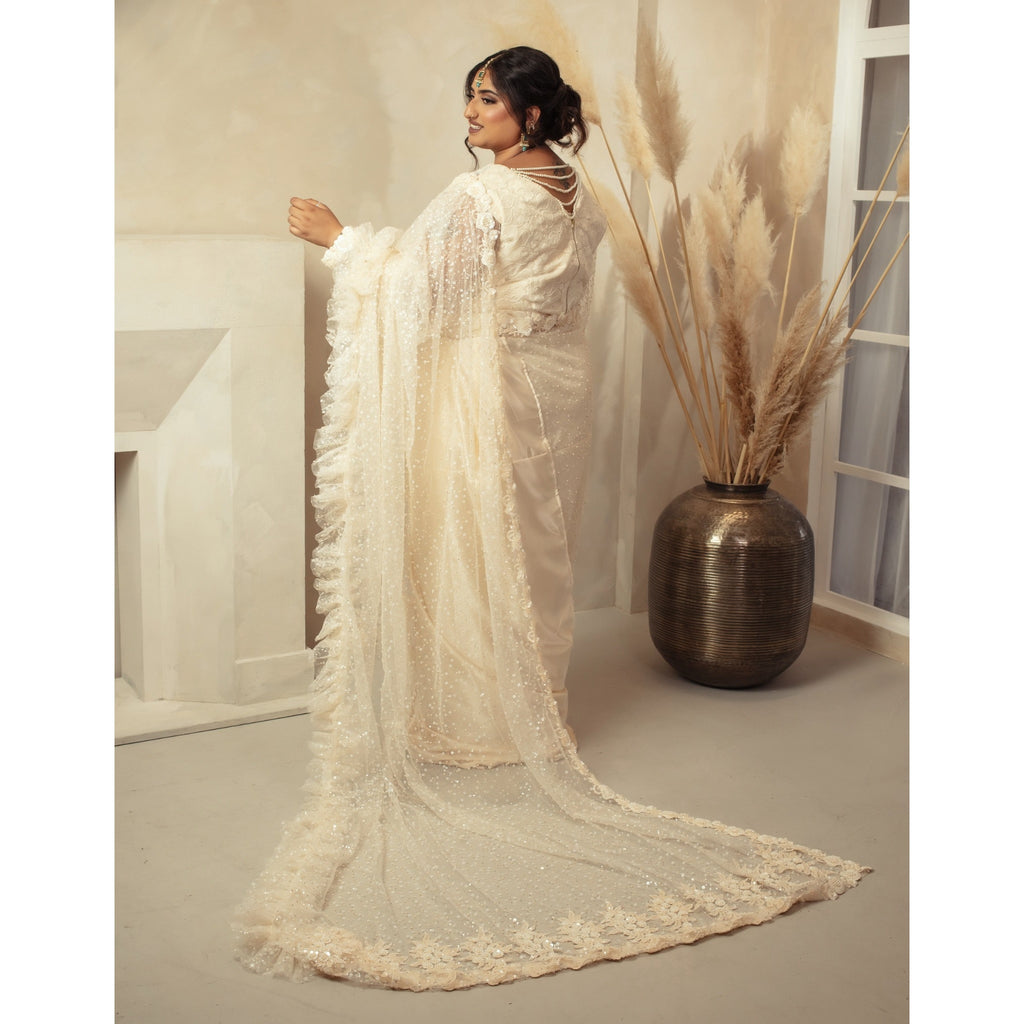 Aisha – Pearl Cascade Saree