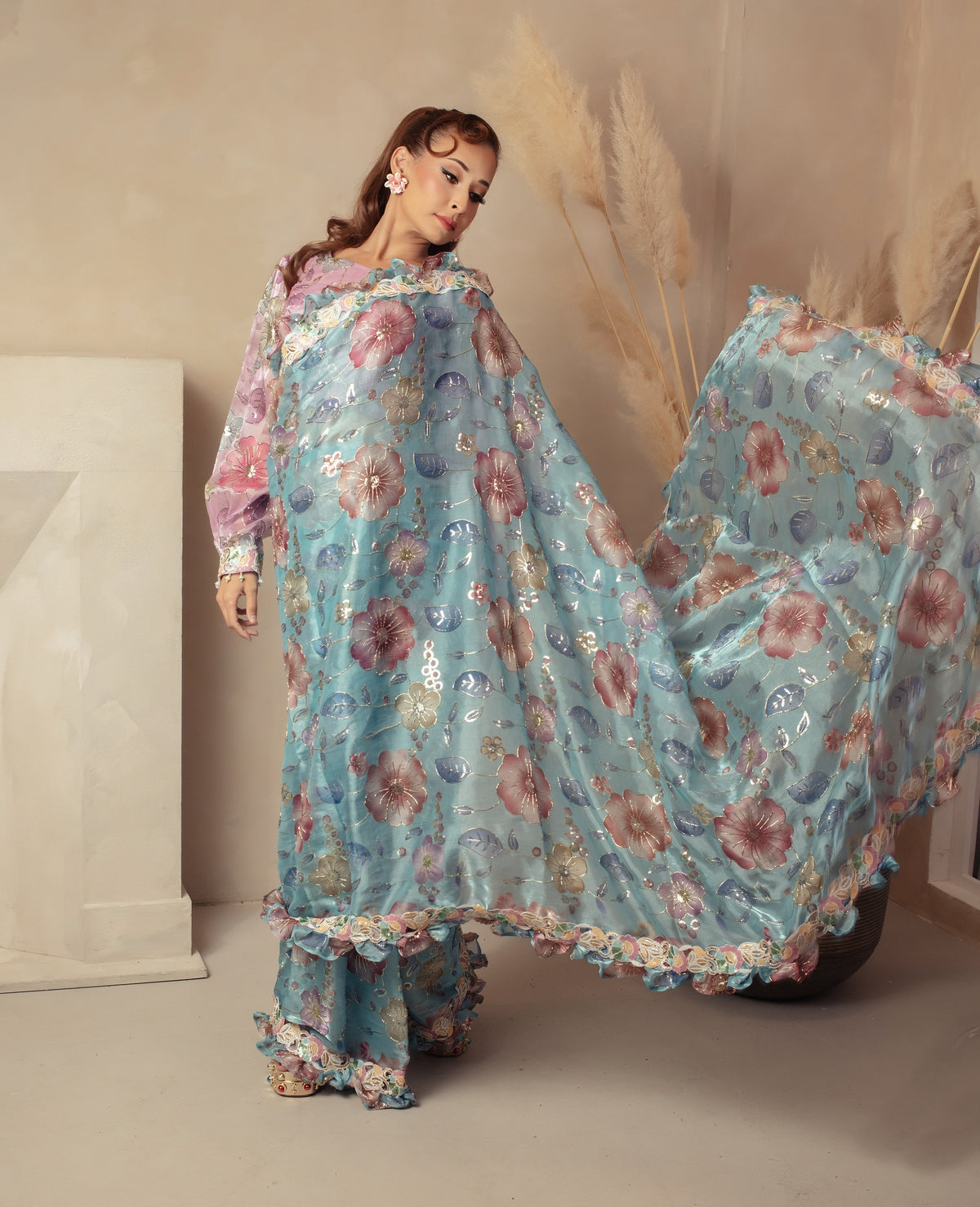 Anisa – Pastel Bloom Saree