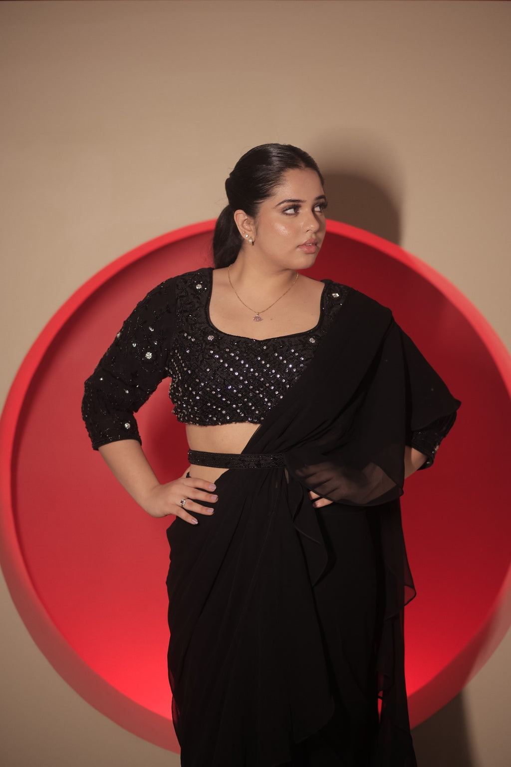 Black Diamond Drape Saree